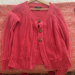 Eddie Bauer Vibrant Pink Cable Knit Cardigan